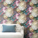 NW32700 blooming floral sofa peel and stick removable wallpaper by NextWall