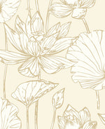NW33105 metallic gold lotus flower peel and stick removable wallpaper from NextWall