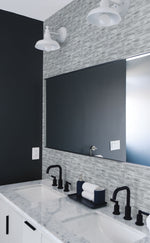 NW34608 brushed metal tile peel and stick removable wallpaper bathroom by NextWall