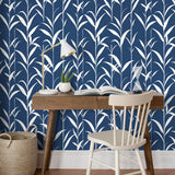 NW36402 bamboo leaf botanical peel and stick removable wallpaper office by NextWall