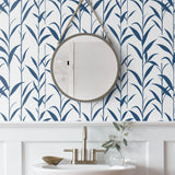 NW36412 bamboo leaf botanical peel and stick removable wallpaper bathroom by NextWall