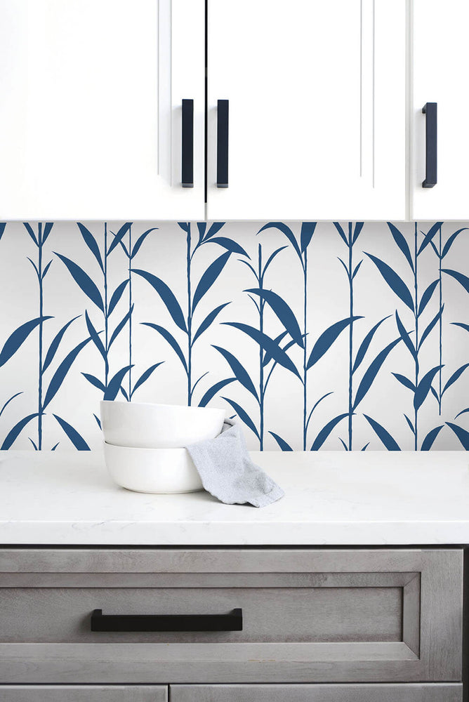 NW36412 bamboo leaf botanical peel and stick removable wallpaper backsplash by NextWall