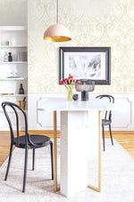 NW39405 sketched damask peel and stick removable wallpaper dining room from NextWall