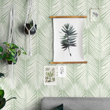 NW39804 palm silhouette coastal peel and stick removable wallpaper living room from NextWall