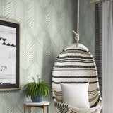 NW39804 palm silhouette coastal peel and stick removable wallpaper bedroom from NextWall