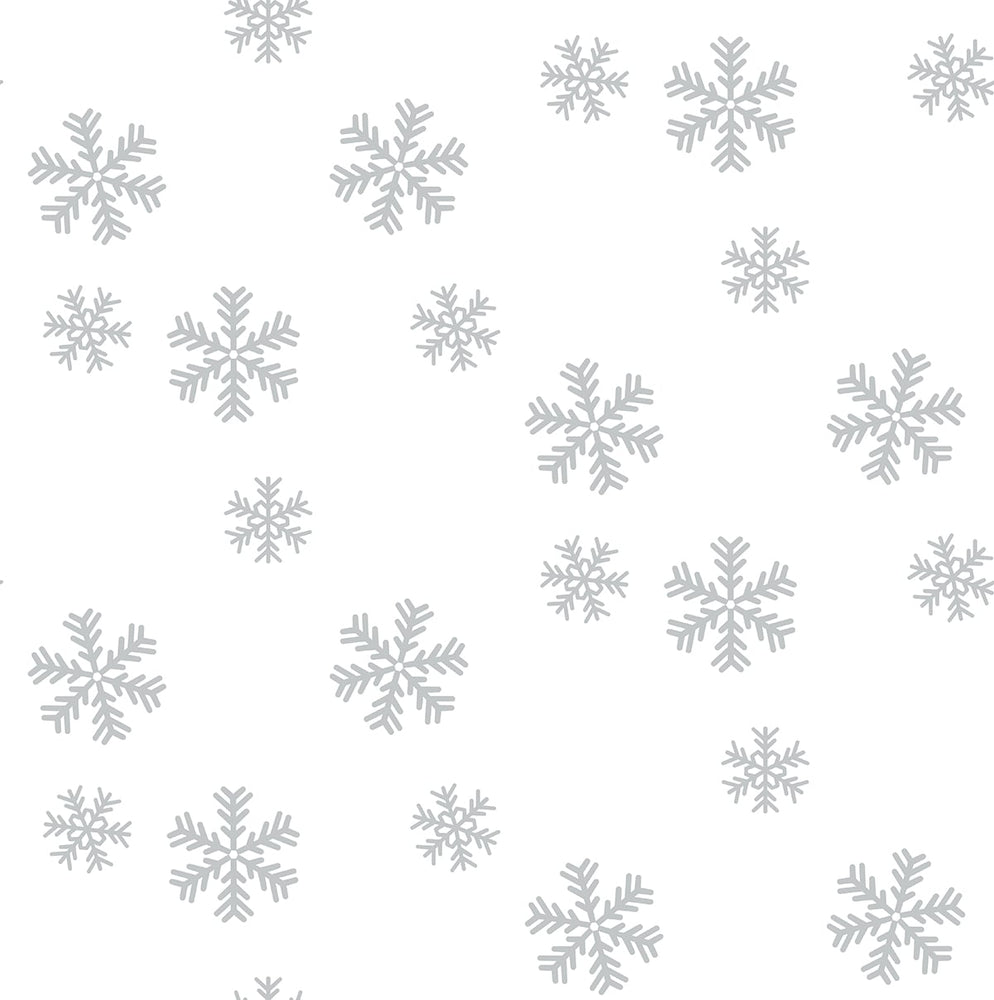 NW41008 metallic silver snowflakes Christmas peel and stick wallpaper from NextWall