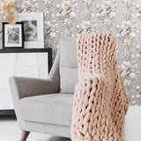 NW41401 magnolia floral peel and stick removable wallpaper living room from NextWall
