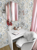 NW41412 magnolia floral peel and stick removable wallpaper desk from NextWall
