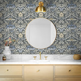 NW41500 Acanthus floral botanical peel and stick wallpaper bathroom from NextWall
