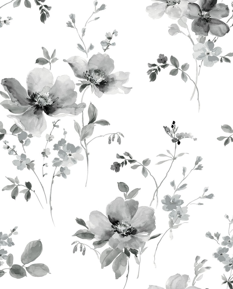 NW42200 watercolor floral peel and stick removable wallpaper from NextWall