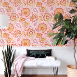 Jacobean floral peel and stick wallpaper entryway NW42706 from NextWall