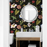 NW43000 summer garden floral peel and stick wallpaper bathroom from NextWall