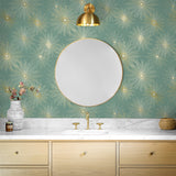 NW43104 Silverdale Starburst retro peel and stick removable wallpaper bathroom from Say Decor