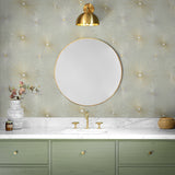 NW43105 Silverdale Starburst retro peel and stick removable wallpaper bathroom from Say Decor
