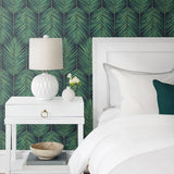 NW43204 tropic palm peel and stick wallpaper bedroom from NextWall