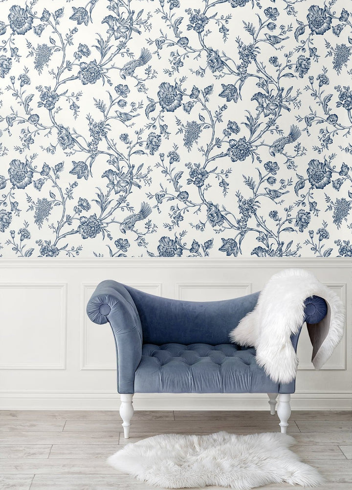 Chinoiserie peel and stick wallpaper living room NW43402 self adhesive from NextWall