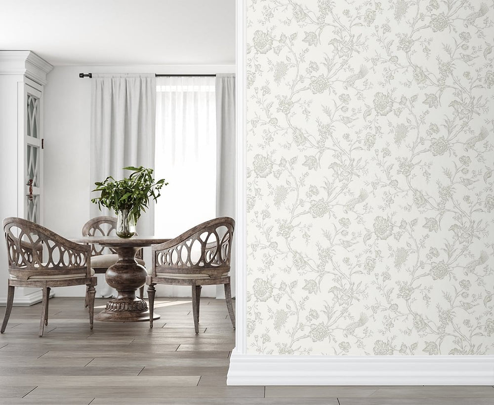 Chinoiserie peel and stick wallpaper dining room NW43405 self adhesive from NextWall