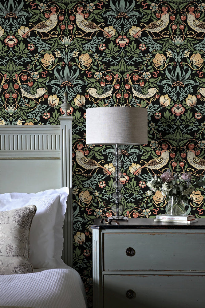 NW43700 Aves Garden peel and stick wallpaper bedroom from NextWall