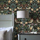 NW43700 Aves Garden peel and stick wallpaper bedroom from NextWall