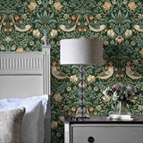 NW43704 Aves Garden peel and stick wallpaper bedroom from NextWall