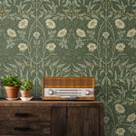 Vintage floral peel and stick NW43904 Stenciled Floral removable wallpaper accent from NextWall