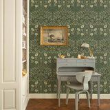 Vintage floral peel and stick NW43904 Stenciled Floral removable wallpaper study from NextWall