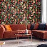 NW44005 garden dance floral peel and stick wallpaper living room from NextWall