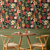 NW44005 garden dance floral peel and stick wallpaper dining room from NextWall