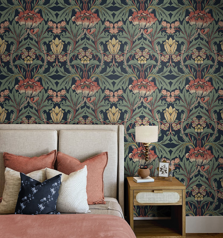 Vintage floral peel and stick wallpaper bedroom NW44402 from NextWall