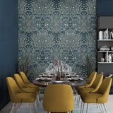 Floral peel and stick wallpaper dining room NW44512 from NextWall