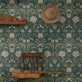 Floral peel and stick wallpaper living room NW44604 from NextWall