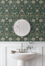 Floral peel and stick wallpaper powder room NW44604 from NextWall