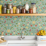 Bird floral peel and stick wallpaper kitchen NW45904 from NextWall