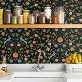 Bird floral peel and stick wallpaper kitchen NW45910 from NextWall