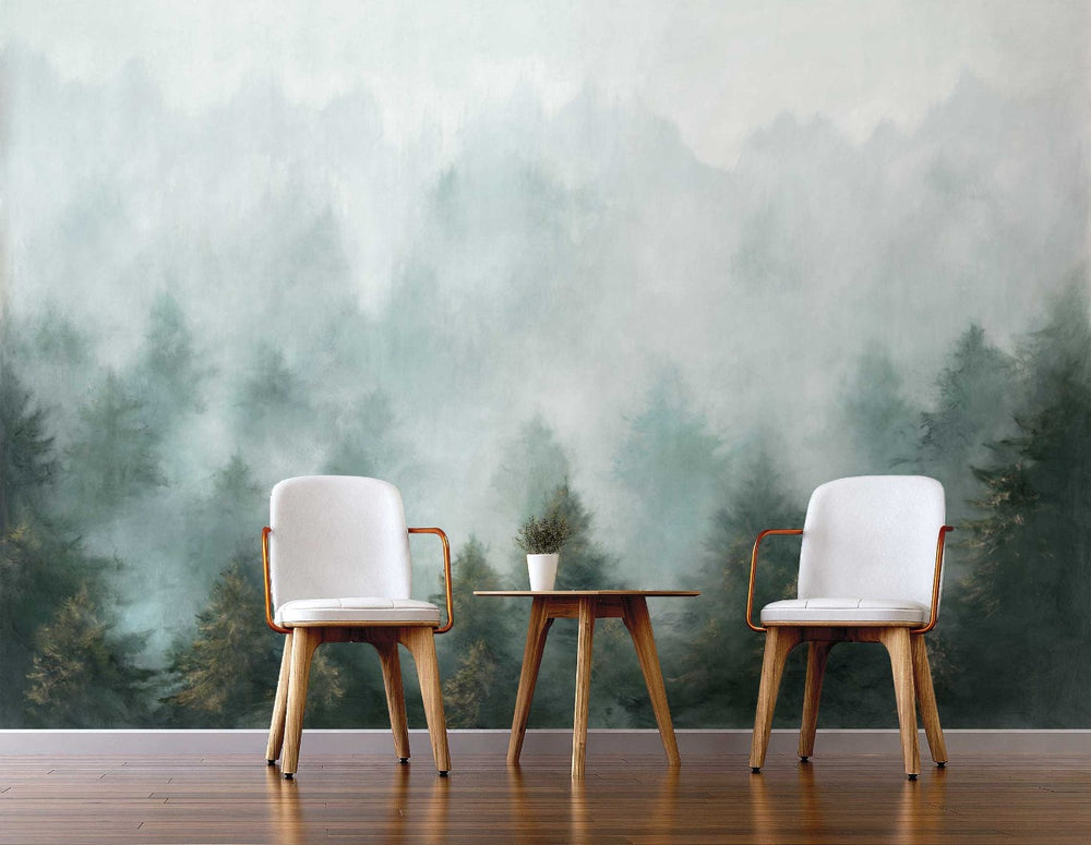 NZ10904M daybreak forest peel and stick wall mural living room from NextWall