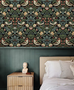 Strawberry thief prepasted wallpaper bedroom PR10100 from Seabrook Designs
