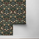 Strawberry thief prepasted wallpaper roll PR10100 from Seabrook Designs