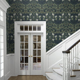 Floral prepasted wallpaper vintage staircase PR10202 from Seabrook Designs