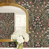 PR10406 vintage floral prepasted wallpaper entryway from Seabrook Designs