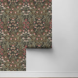 PR10406 vintage floral prepasted wallpaper roll from Seabrook Designs