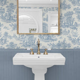 Toile prepasted wallpaper bathroom PR10602 from Seabrook Designs