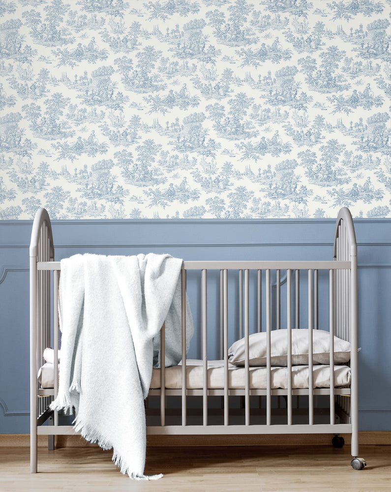 Toile prepasted wallpaper nursery PR10602 from Seabrook Designs