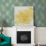 PR11004 starburst geometric mid century prepasted wallpaper living room from Seabrook Designs