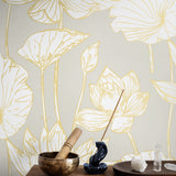 PR11308 lotus floral prepasted wallpaper decor from Seabrook Designs