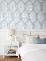 PR11402 palm leaf coastal prepasted wallpaper bedroom from Seabrook Designs