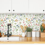 PR11901 wildflowers floral prepasted wallpaper kitchen from Seabrook Designs