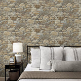 PR12006 faux stone prepasted wallpaper bedroom from Seabrook Designs