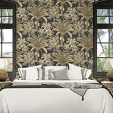 PR12100 palm leaf prepasted wallpaper bedroom from Seabrook Designs