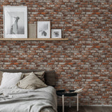 PR12201 faux brick prepasted wallpaper bedroom from Seabrook Designs