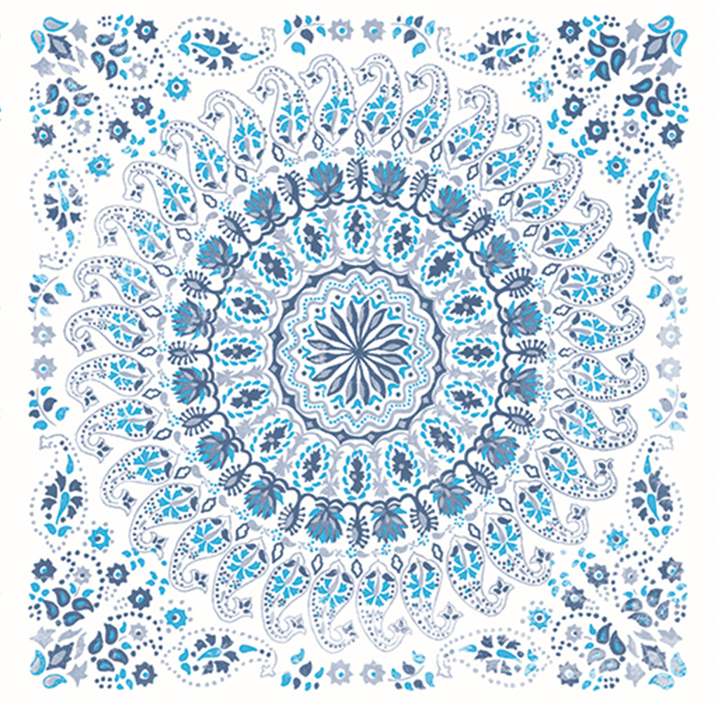 Seabrook Designs Mandala Boho Tile Fabric Cerulean and Washed Denim Fabric RY32302F, image size:1020x1000